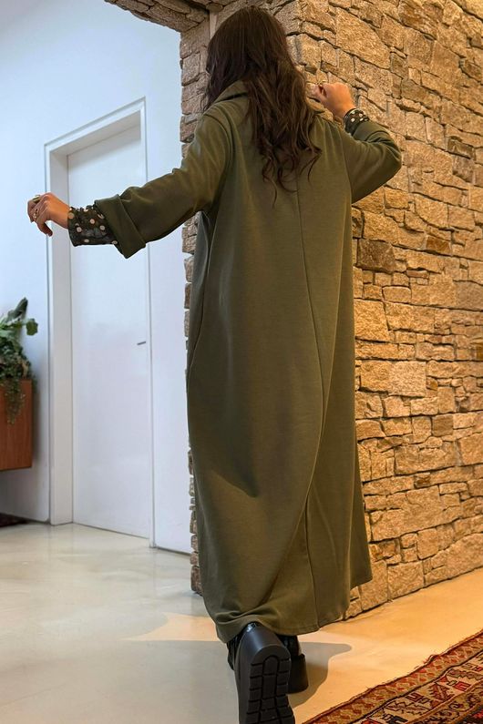 Sola Smart Tech Zip Cowl Dress Khaki